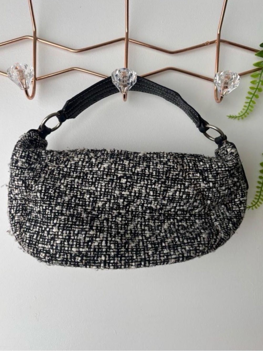 Vintage Liz Claiborne Black and White Tweed Mini Bag - Picture 5 of 8